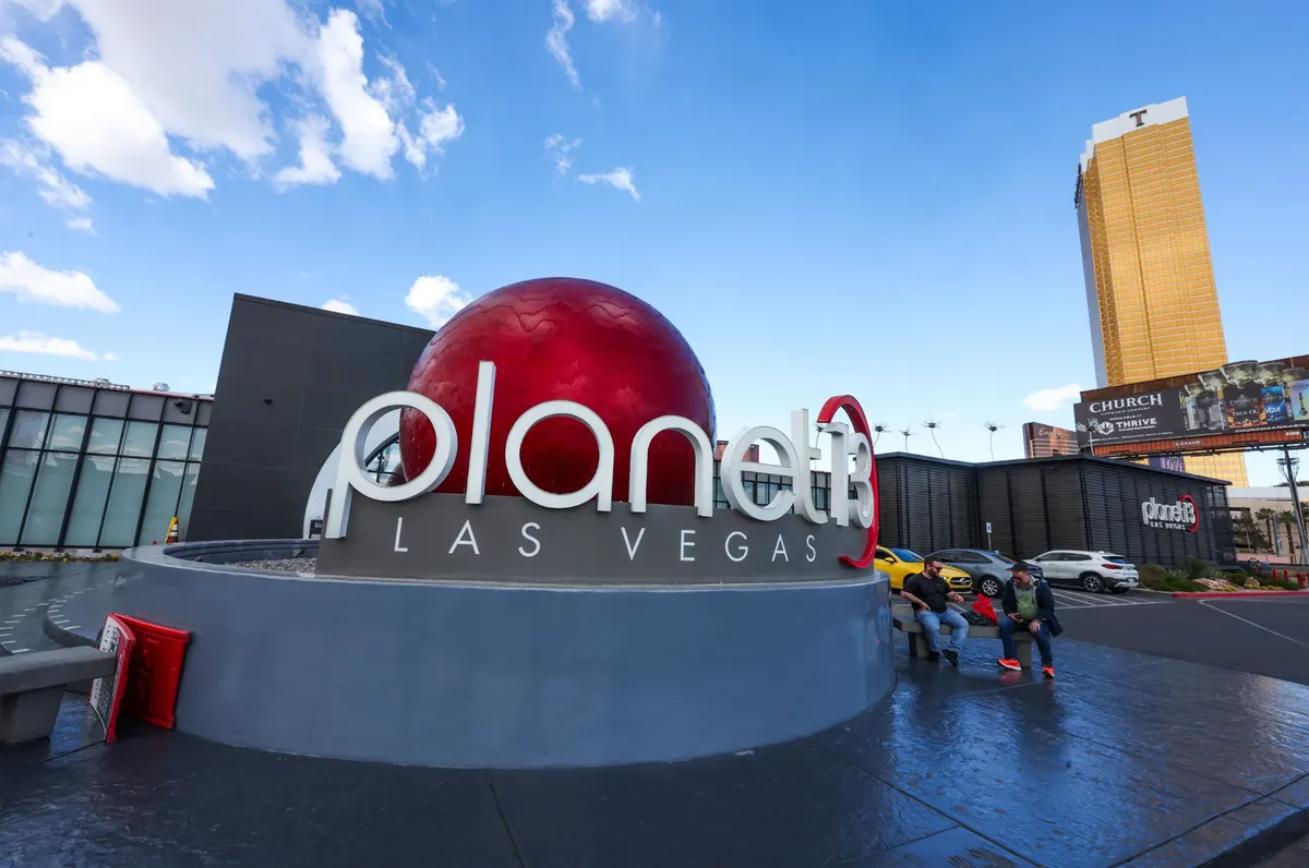Planet 13 Las Vegas entrance by day — MJBiz happy hour venue